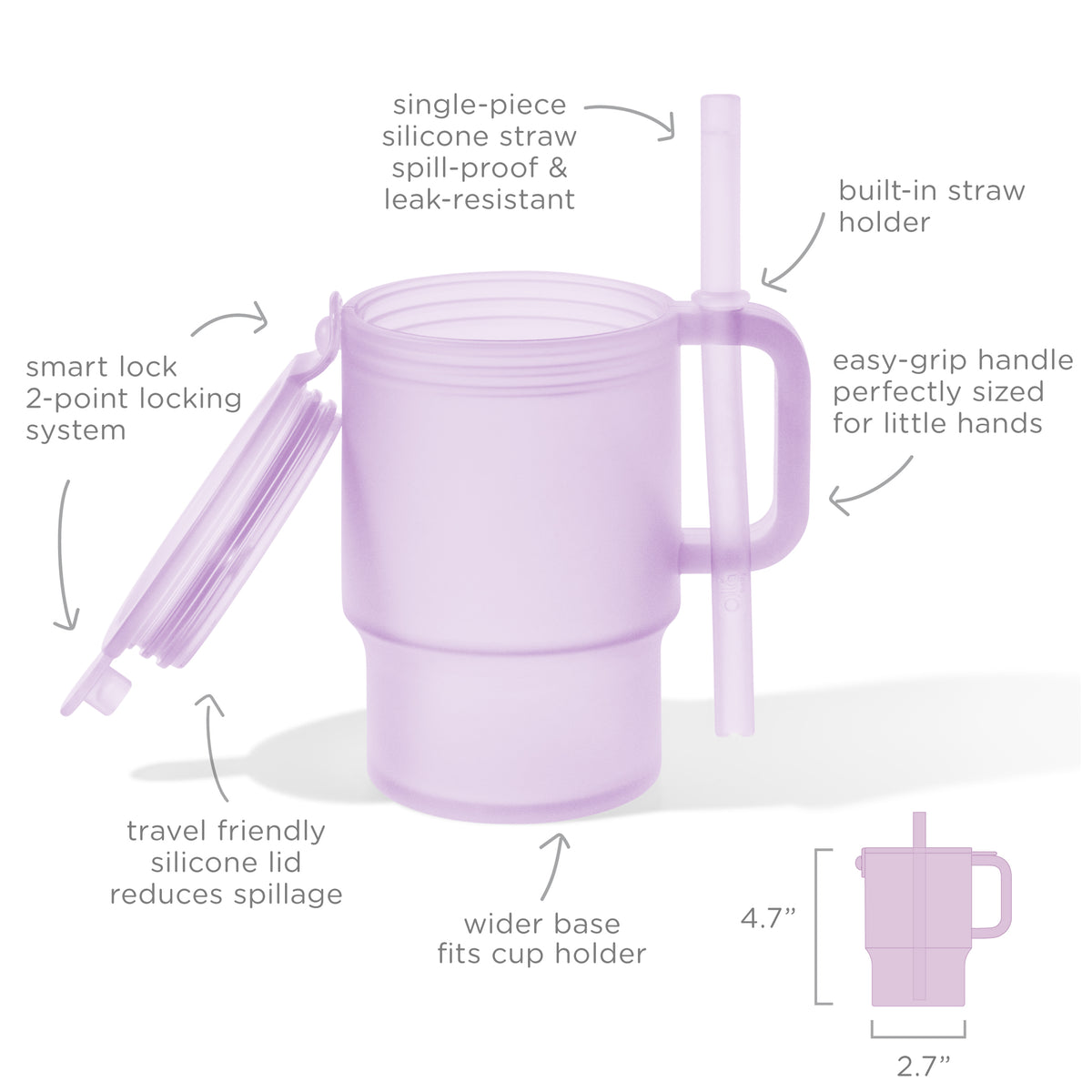 Silicone Tumbler with Lid + Straw 11oz - Olababy