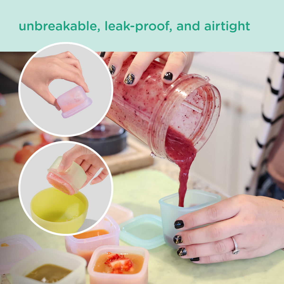 Baby Food Storage & Snack Silicone Container 4pk - Olababy