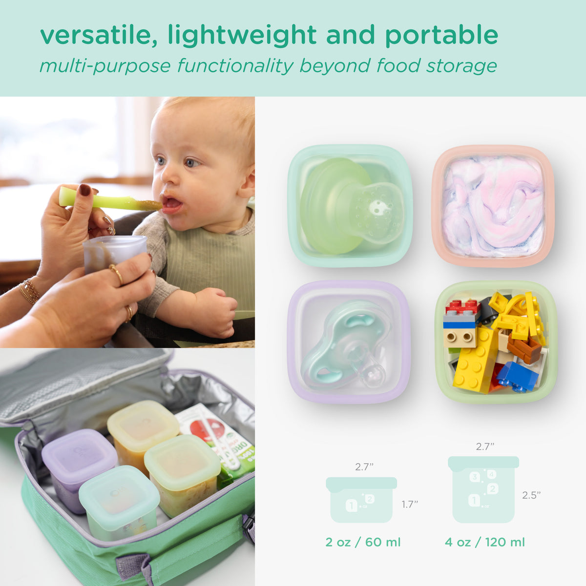 Baby Food Storage & Snack Silicone Container 4pk - Olababy
