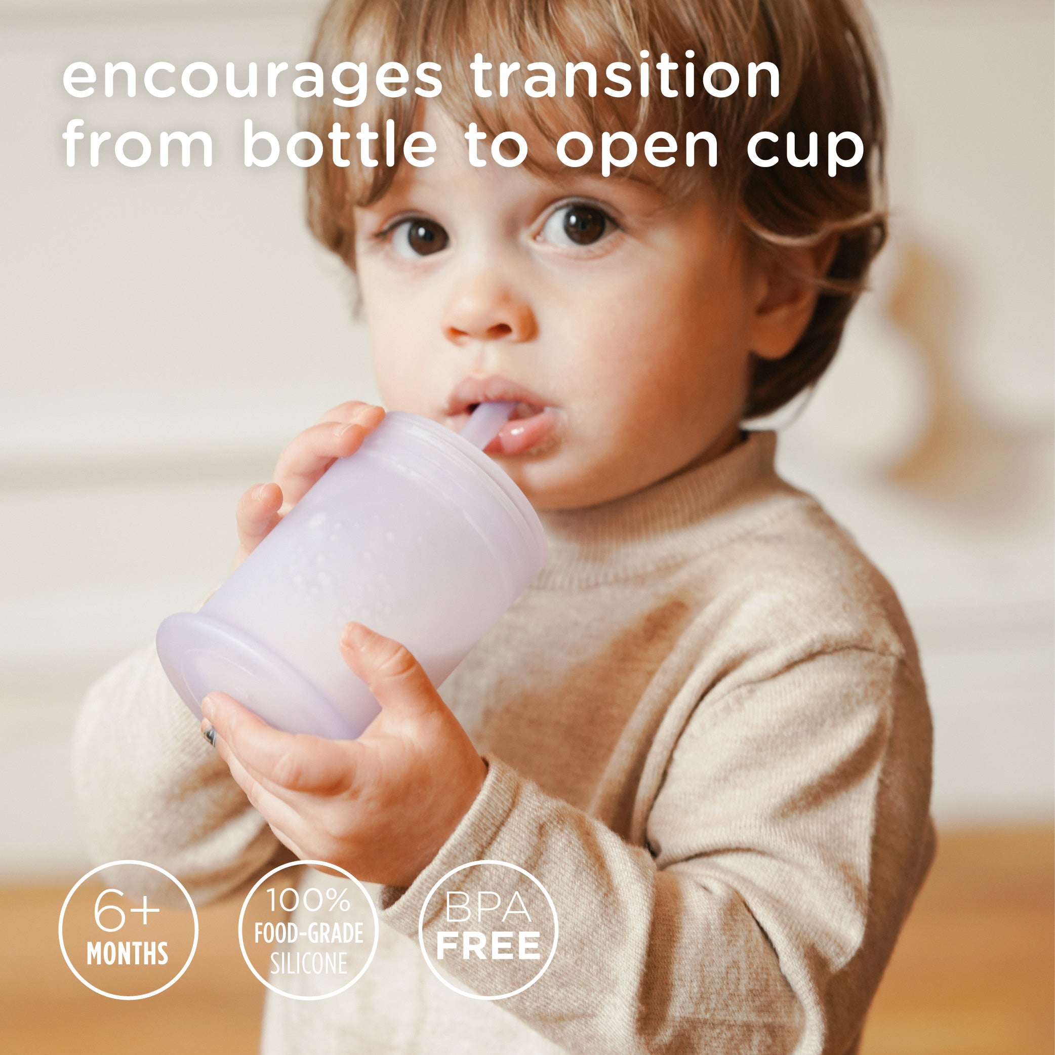5oz Clear Sense Silicone Training Cup with Straw for Babies