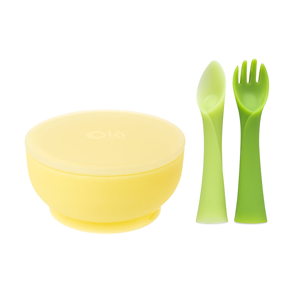 Suction Bowl with Fork+Spoon Bundle for Independent Feeding - Olababy