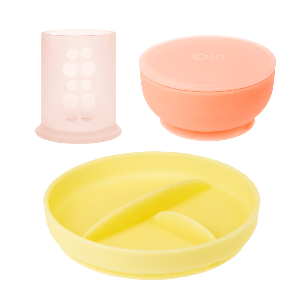 Olababy 100% Silicone Soft-Tip Training Spoon and Suction Bowl with Lid  Bundle Baby Products