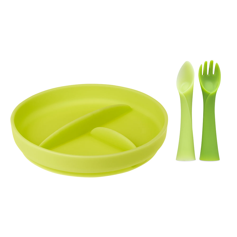 Suction Plate with Fork+Spoon Bundle for Independent Feeding